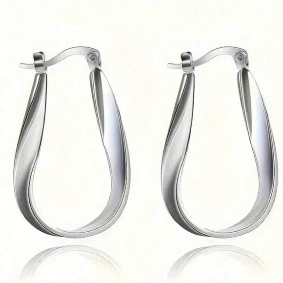 NEW!! Sterling SilverTwisted Hoop Earrings - Picture 1 of 6